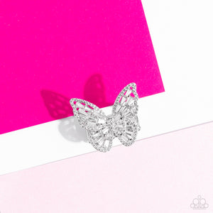 Paparazzi Accessories: Bright-Eyed Butterfly - White Butterfly Ring