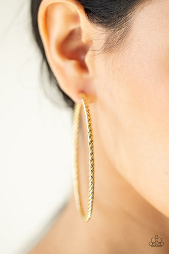 Paparazzi Accessories: Resist The Twist - Gold Hoop Earrings