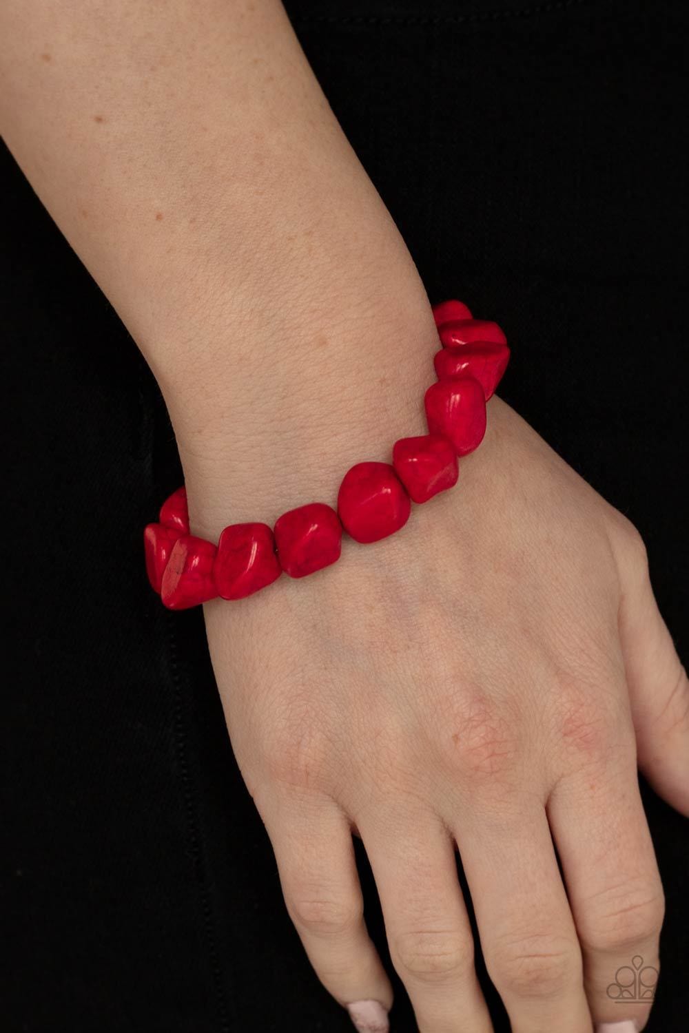Paparazzi Accessories: Prehistoric Paradise - Red Stone Bracelet - Jewels N Thingz Boutique