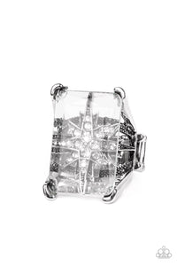 Paparazzi Accessories: Starry Serenity - White Glassy Pane Ring - Life of the Party