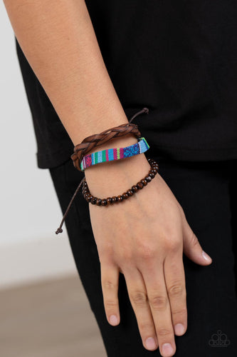 Paparazzi Accessories: Textile Texting - Blue Leather Bracelet