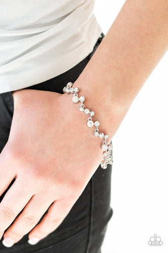 Paparazzi Accessories: Starlit Stunner - White Rhinestone Bracelet - Jewels N Thingz Boutique