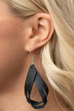 Load image into Gallery viewer, Paparazzi Accessories: Thats A STRAP - Black Rustic Leather Earrings - Jewels N Thingz Boutique