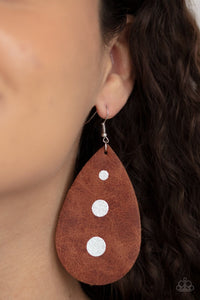 Paparazzi Accessories: Rustic Torrent - Brown Leather Earrings - Jewels N Thingz Boutique