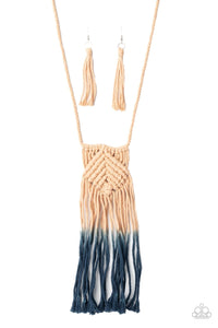 Paparazzi Accessories: Look At MACRAME Now - Tan to Blue Tassel Necklace - Jewels N Thingz Boutique