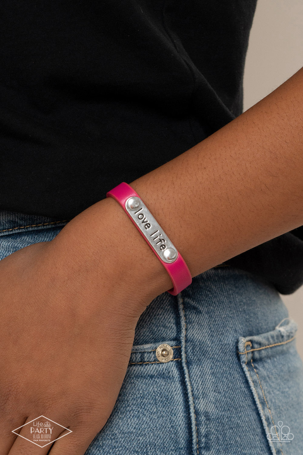Paparazzi Accessories: Love Life - Pink Leather Bracelet - Life of the Party