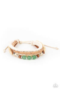 Paparazzi Accessories: Natural-Born Navigator - Glassy Green Stone Bracelet - Jewels N Thingz Boutique