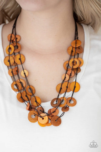 Paparazzi: Wonderfully Walla Walla - Orange Wooden Necklace - Jewels N’ Thingz Boutique